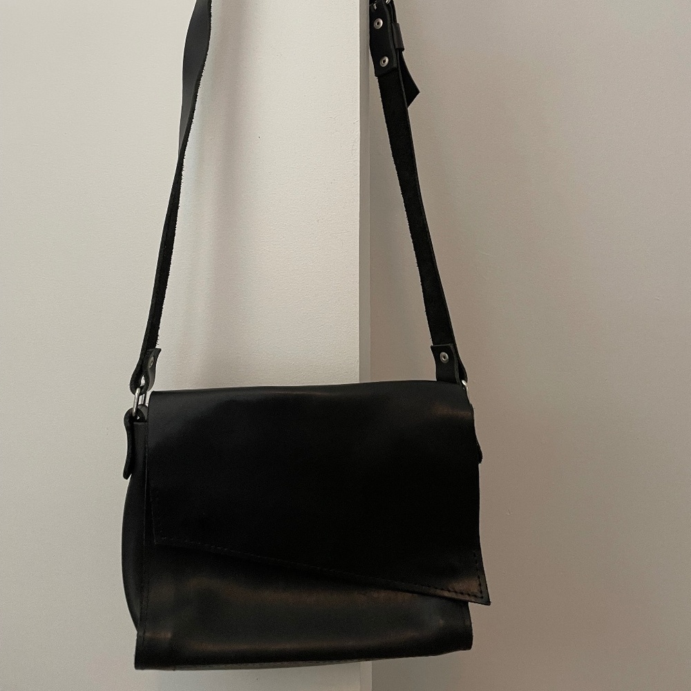 Black leather bag women